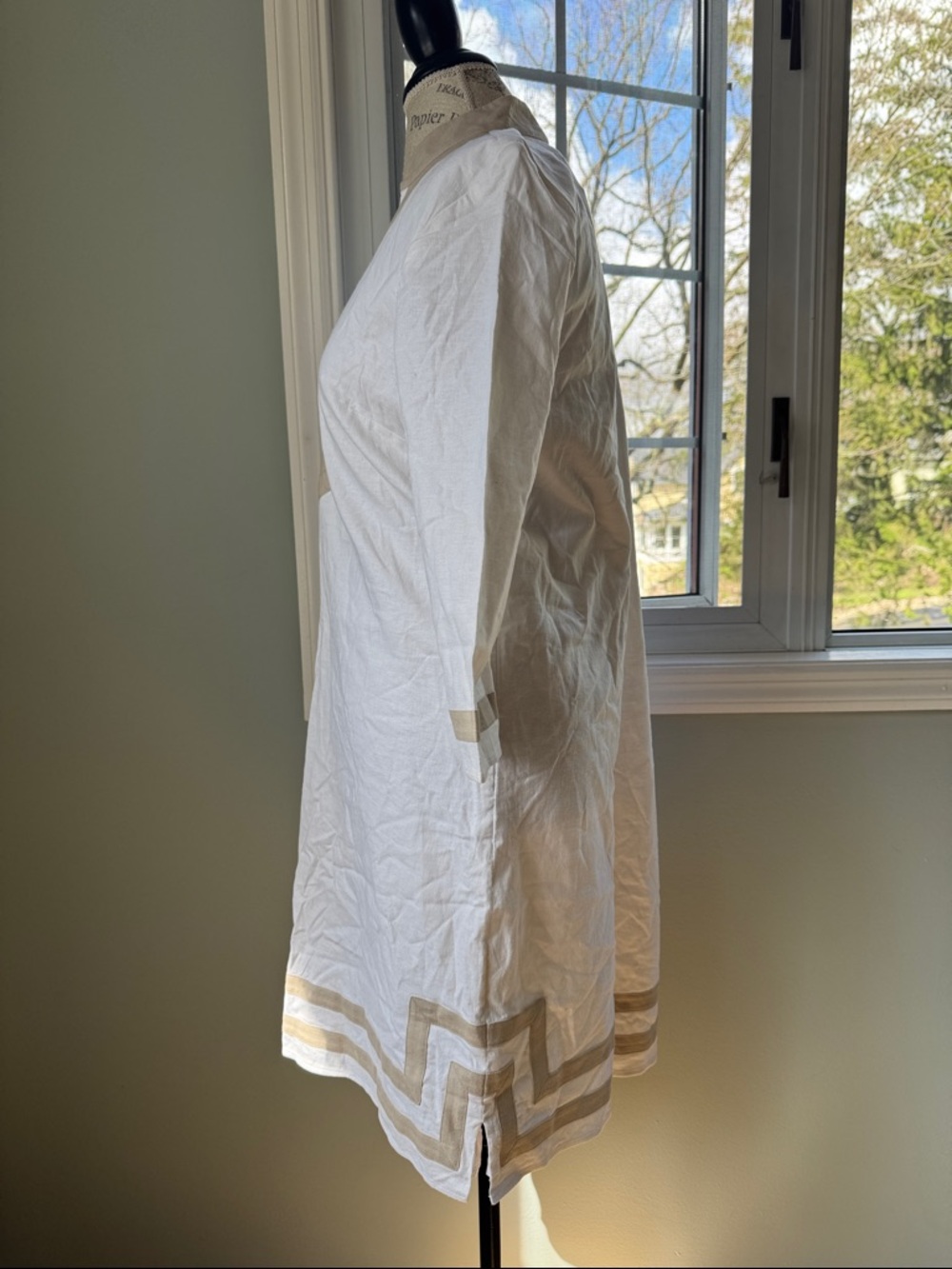 Preston & York Loretta lined white linen tunic sheath summer dress NWT size 8 - Picture 4 of 8